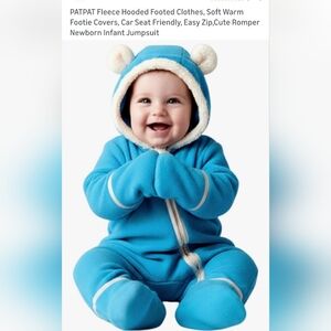 PatPat Cozy Blue Fleece Baby Footie